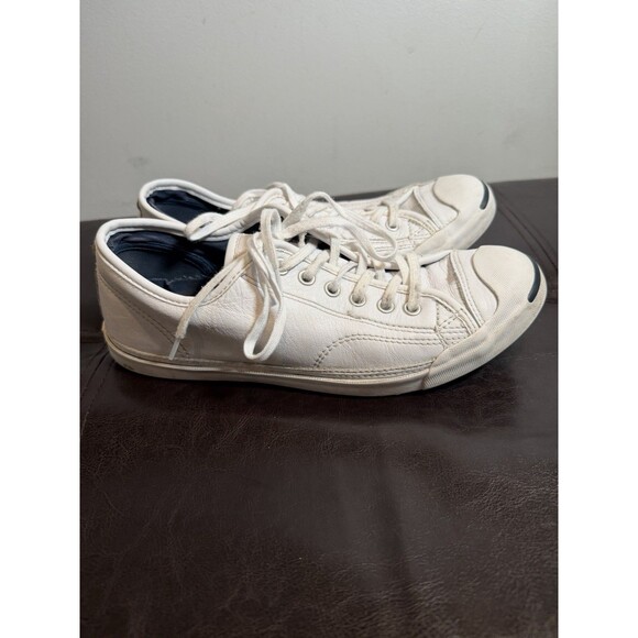 Converse Jack Purcell White Leather Sneaker Low Top Size Men 6 Women 8 - Picture 2 of 6